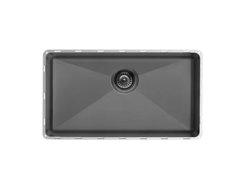 33 inch Stainless Steel Flush Mount Large Single Bowl Matte Black Kitchen Sink - Lyon TZ PRS787M - Sink Depot